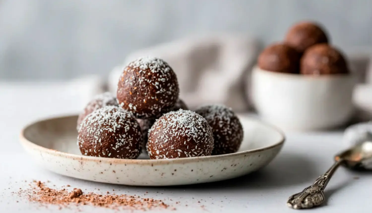 Bocados de d&aacute;til, nuez y cocoa