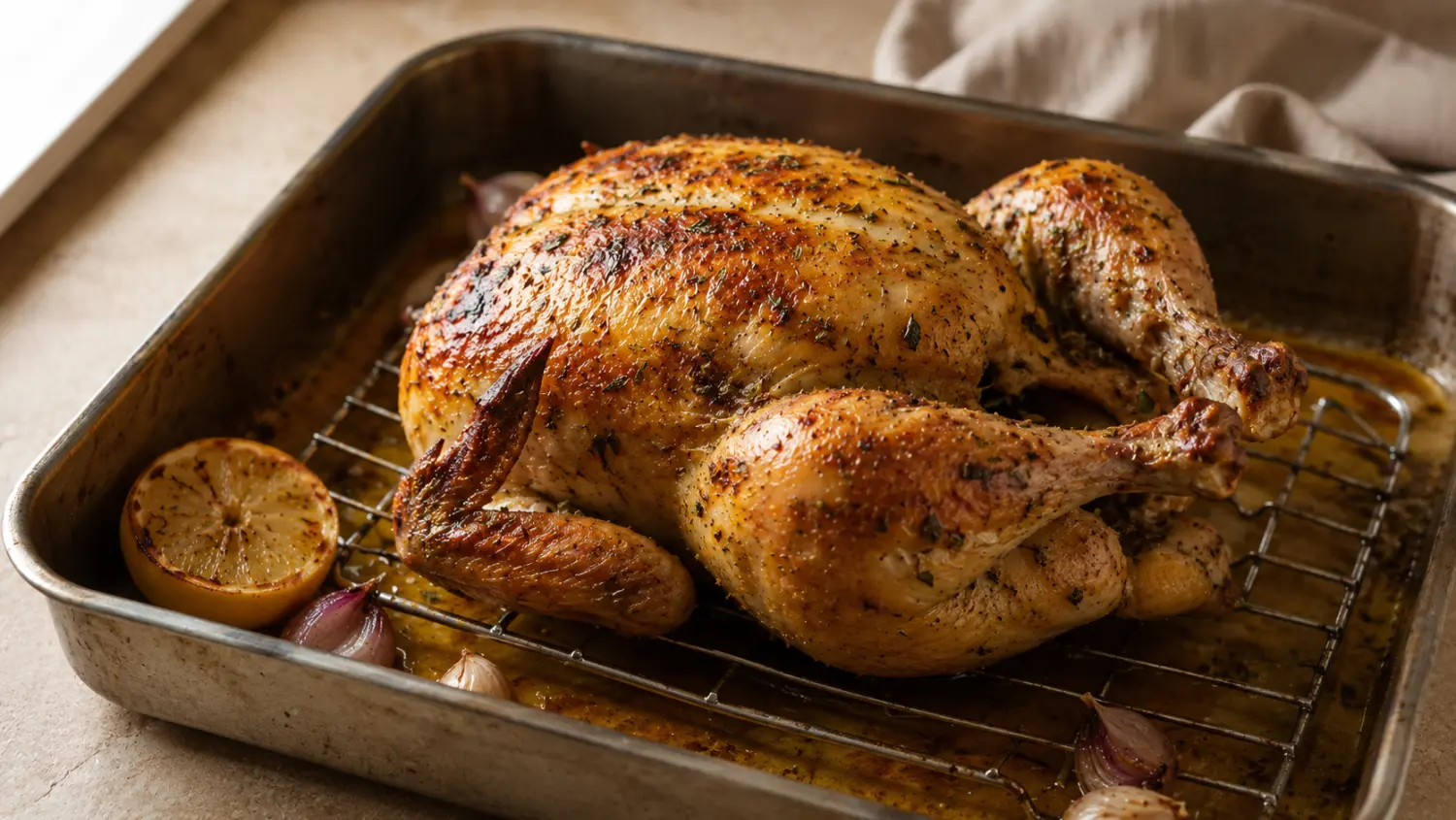 <span>Pollo entero rostizado con hierbas</span>
